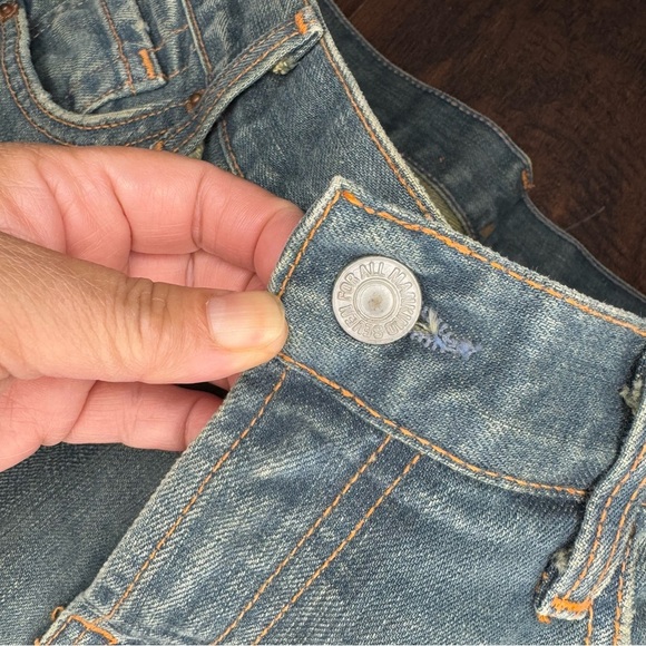 7 For All Mankind Dirty Wash Blue Boot Cut Jeans Mid Rise Vintage Y2K Sz 28 EUC - Picture 10 of 14